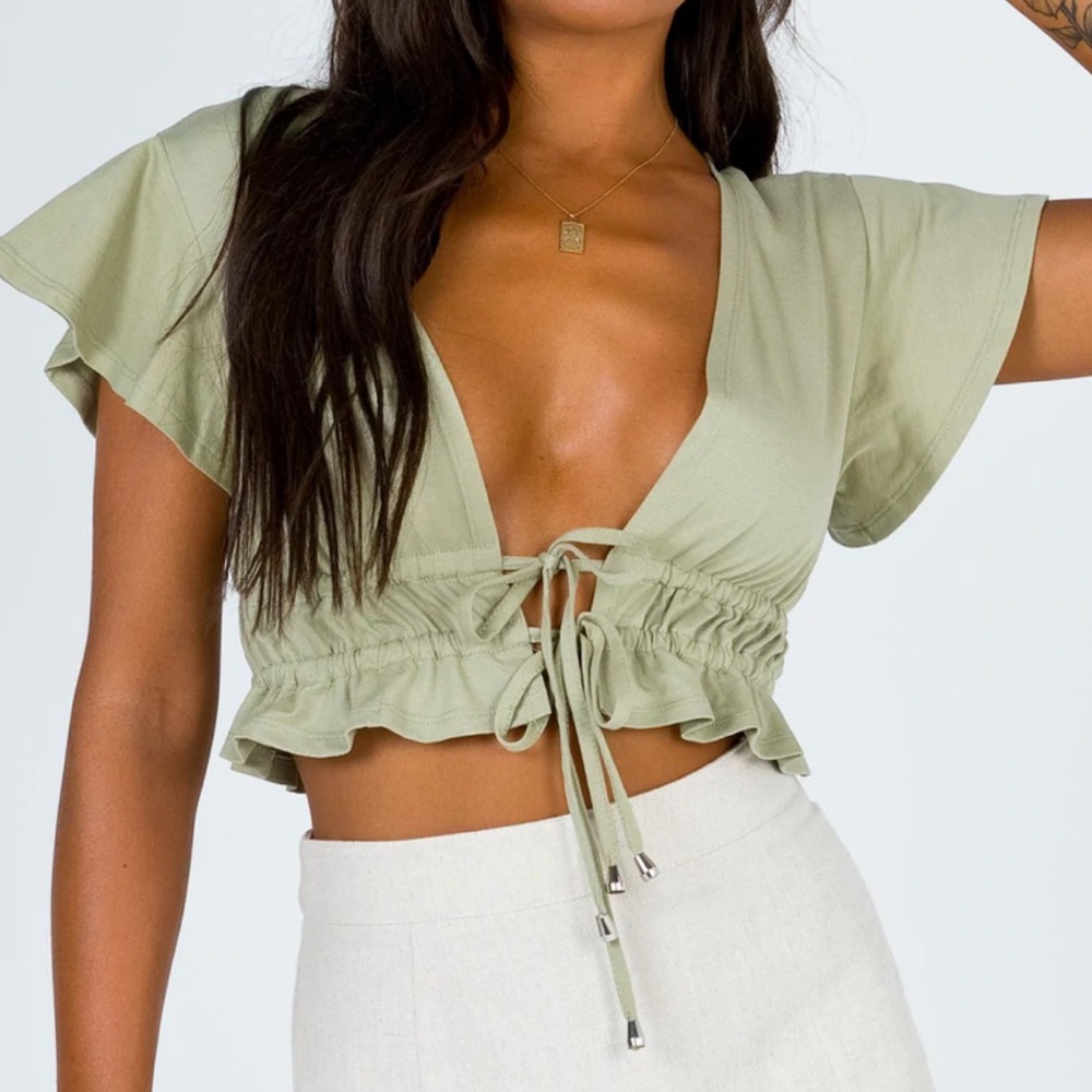 Princess Polly | Tie Front Crop Top - Picture 3 of 14